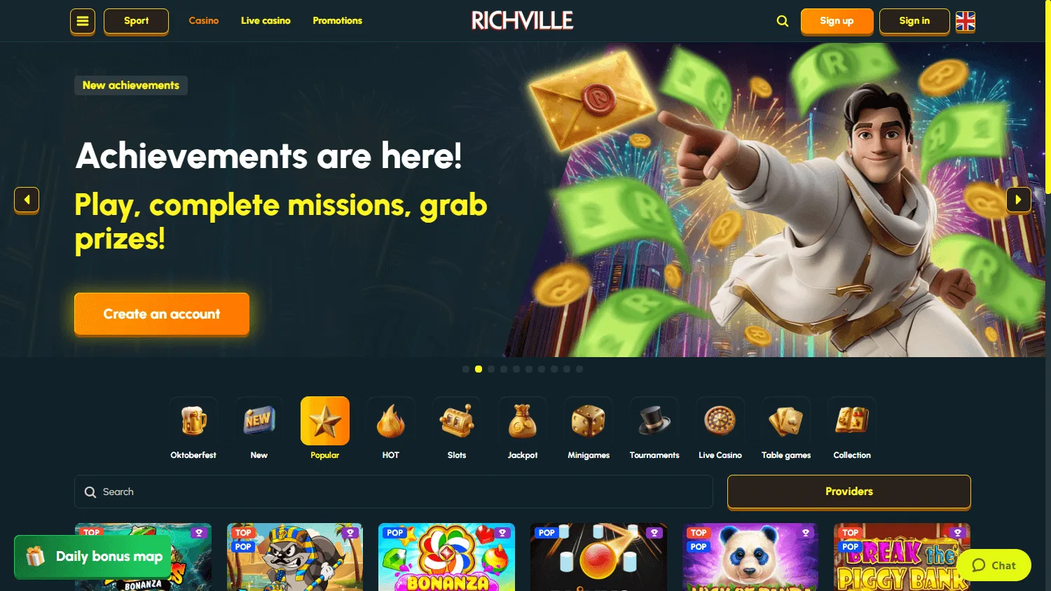 Richville Casino games area on a desktop screen